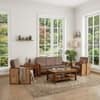 Ritik Solid Wood 5 Seater Rattan Designed Sofa Set  In Natural Teak Finish