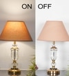 Ashurst Black & Antique Brass Finish Metal And Clear Crystal Glass Table Lamp With Beige Cotton Shade