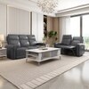 Venezia Three Seater Motorized Leather Recliner in Smoke Grey Colour
