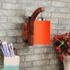 Devansh Solid Wood Electric Wall Light in Brown Colour with Orange Shade Count of 1 Light
