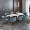 Aeris Ceramic 6 To 8 Seater Extendable Dining Table With 6  Calix Dining Chairs (Finish : Rome Travertine, Chair Colour : Powder Blue)
