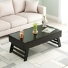 Kassel Sheesham Wood Contemporary Rectangle Foldable Coffee Table In Extra Dark Mahagony Finish
