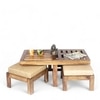 Irish Sheesham Wood 2 Seater Coffee Table Set In Teak Finish