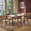 Emry Rectangular Statuario Ceramic 6 Seater Dining Table In Honey Finish