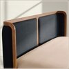 Valerio Duo-Panel Luxe King Size Bed in Navy Blue colour Velvet with Oak wood Frame