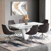 Caribu 4 To 6 Extendable Dining Table With Set Of 6 Doris Swivel Accent Chairs (Colour- Dark Grey, Finish- White High Gloss)