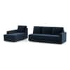 Apollo Fabric Sectional Sofa (Colour : Cobalt, Cushion : Hard, Back Type : Regular, Seating Capacity : Left Aligned 3 Seater + Left Aligned Chaise + Ottoman)