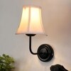 Devansh Black Wall Mounted Lamp With Off-White Cotton Shade