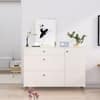Hexa Red Engineered Wood Shoe Rack in Frosty White Colour
