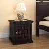 Weave Solid Wood Bedside Table in Mahogany Finish
