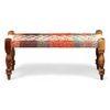 Oakville Sheesham Wood 2 Seater Maachi Bench In Assorted Multi-Colour Chindi & White Rope Canning