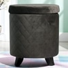 Orlando Solid Wood Storage Ottoman with Removable Lid in Grey Velvet Fabric