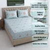 Saanvi Green Shade Floral 400 TC Cotton Fitted Double Queen Size Bedsheet with 2 Pillow Covers – Threads