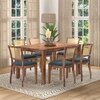 Argiro Solid Wood Dining Chair Set Of 2 In Teak Finish & Night Blue Velvet Fabric Colour