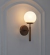 Divina Single Light Wall Fitting In Antique Brass Finish With Opal Frosted White Glass
