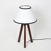 Griffith hand crafted Solid wood walnut finish Tripod Table Lamp White & Black Cotton Shade