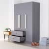 Hexa Red Wooden 3 Door Wardrobe with 2 Drawers and Hanging Space in Slate Grey Colour