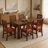 Globally Indian Pranika Solid Sheesham Wood 6 Seater Dining Table Set 6 Chairs Terracotta Orange