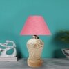 Devansh Conical  Pink Jute Shade  Lamp With  Wood & Mosaicglass Base For Decoration /Office/Home/Gifting/Study For Decoration /Office/Home/Gifting/Study -(10X10X14.5) Inches -