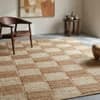 Jaipur Rugs Damier Chess Jute 5x8 Feet Eucalyptus And Natural Dhurrie Carpet