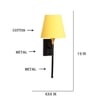 Devansh Metal Electric Wall Light in Black Colour with Yellow Shade Count of 1 Light