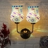 Devansh Metal Electric Wall Light in Gold Colour with Multicolor Shade Count of 2 Lights