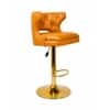 Doe Buck Verona Faux Leather Adjustable Bar Stool in Tan Colour with Gold Base