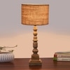 Devansh Beige Jute Table Lamp With  Wood Natural Base (7X7X21.25 Inches)-9