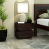 Cnc Solid Wood Bedside Table in Walnut Finish