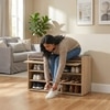 Rosso Shoe Cabinet in Teak Brown – Elegant Wooden Shoe Storage Cabinet for Home Interiors