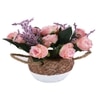 Artificial Pink Roses With A Ceramic Pot