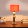 Devansh Orange Cotton Table Lamp With  Wood Natural Base (7X17.5 Inches)-5
