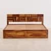 Baare Solid Wood King Size Box Storage Bed In Natural Teak Finish