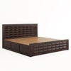 Diamond Box and Drawers Storage King Bed in Walnut Finish