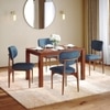 Atlas Solid Wood 4 Seater Dining Table With 4 Ollie Dining Chairs (Finish : Honey, Chair Colour : Baltic Blue)
