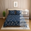 Dark Blue Floral 210 TC Mix Cotton Flat Single Bed Size Bedsheet With 2 Pillow Cover From Threads