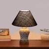 Devansh Conical Blue Jute Shade Lamp With Wood & Mosaic Glass Base For Decoration/Office/Home/Gifting/Study For Decoration/Office/Home/Gifting/Study -(10X10X14.5) Inches -A