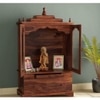 Chaitanya Solid Wood Prayer Unit in Teak Finish