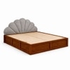 Pankhuri Solid Wood Queen Size Upholstered Bed With Box Storage (Provincial Teak Finish, Grey Colour)