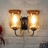 Devansh Steel Electric Wall Light in Steel Colour with Lavender Shade Count of 2 Lights