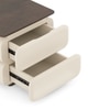 Sora Solid Wood Bedside Table In Beige with Dark Chestnut Finish