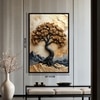 The Castle Decor Golden Lucky Wish Tree Wall Painting Framed Artwork 20x30 Inch