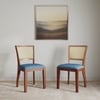 Reed Solid Wood Dining Chair in Honey Finish & Baltic Blue Colour - Set of 2