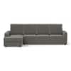 Apollo Compact Sofa (Colour : Ash Grey Velvet, Cushion : Hard, Back Type : High Back, Seating Capacity : Left Aligned 3 Seater + Left Aligned Chaise + Ottoman)