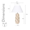 BURFORD  Distress White Finish  Wood  Table Lamp With White Cotton Shade