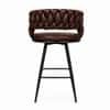 Doe Buck Presley Braided Faux Leather Bar Stool in Brown Colour
