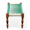 Hamilton Sheesham Wood Maachi Bench In Green & White Rope Canning