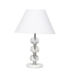 Aspley Chrome Finish Metal Clear Crystal Glass And White Marble Table Lamp With White Cotton Shade