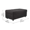 Doe Buck Modern Tufted Storage Ottoman Bench in Grey Colour