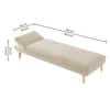 Nicco Velvet Chaise Lounger in Cream Color